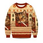2025 Smoking Cat Meme Ugly Christmas Sweater
