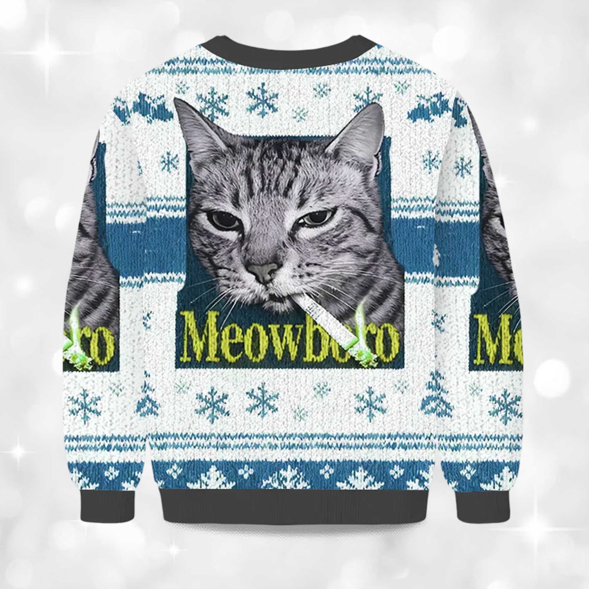 2025 Smoking Meowboro Cat Christmas Ugly Sweater 2 2025 Smoking Meowboro Cat Christmas Ugly Sweater 2