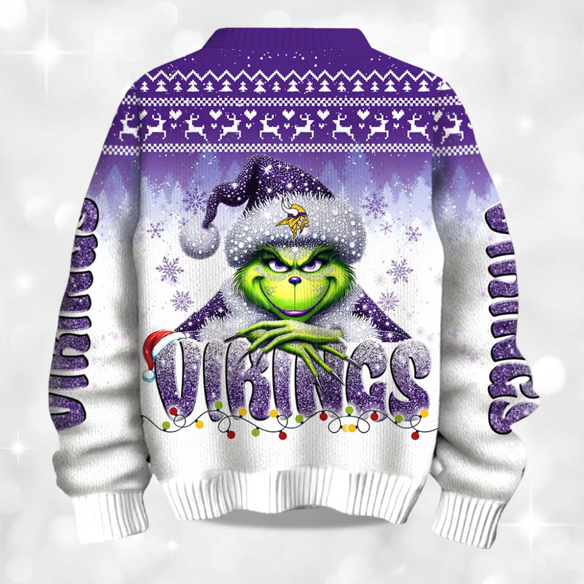 2025 Vikings Grnch Season Christmas Ugly Sweater 2 2025 Vikings Grnch Season Christmas Ugly Sweater 2