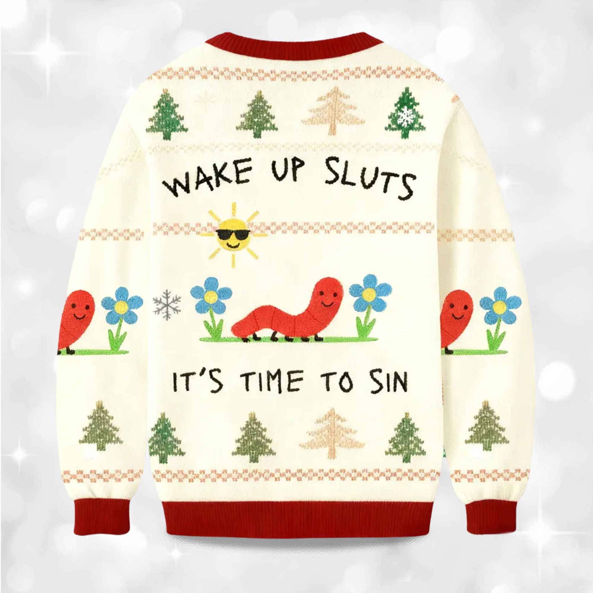 2025 Wake Up Slut It's Time To Sin Christmas Ugly Sweater 2 2025 Wake Up Slut Its Time To Sin Christmas Ugly Sweater 2