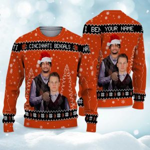 2025 Bengals JaMarr Chase x Joe Burrow Football Christmas Ugly Sweater 1