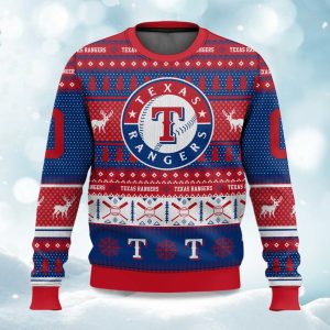 2025 Christmas Rangers Baseball Personalized Ugly Sweater 1