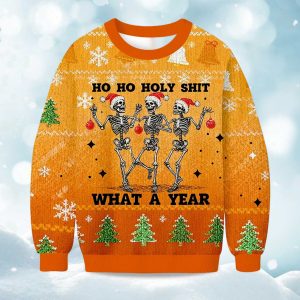 2025 Ho Ho Holy Shit What A Year Christmas Ugly Sweater (1)
