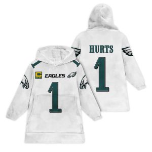 Eagles Jalen Hurts 1 Football Blanket Hoodie 1