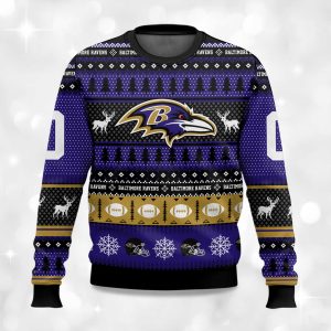 2025 Christmas Ravens Personalized Ugly Sweater