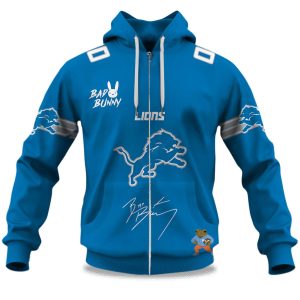 Personalized Lions Bad Bunny Bowl LX 2025 2026 Zipper Hoodie