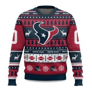 2025 Christmas Texans Personalized Ugly Sweater