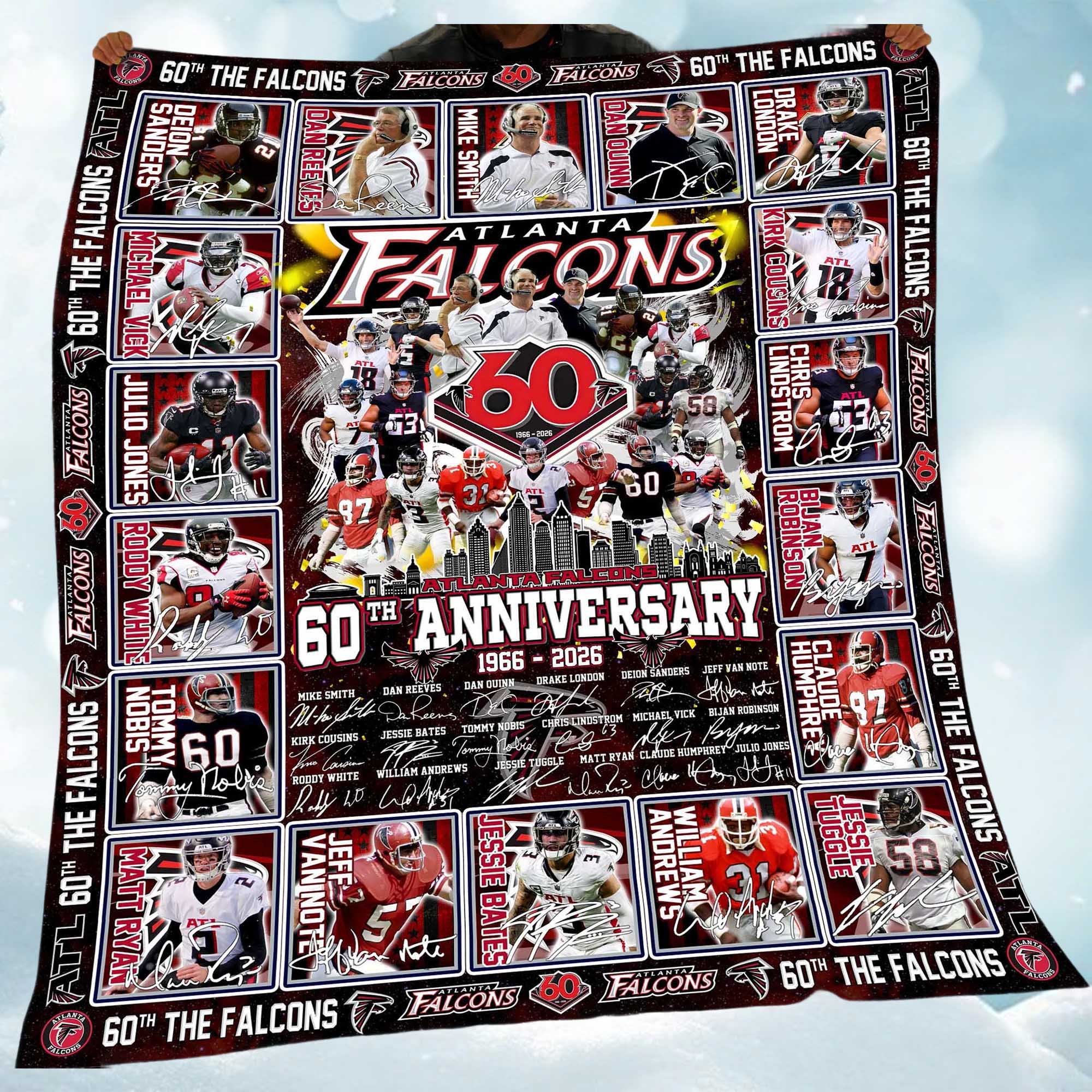 Falcons 60th Anniversary 1966-2026-Fleece Blanket Falcons 60th Anniversary 1966-2026-Fleece Blanket