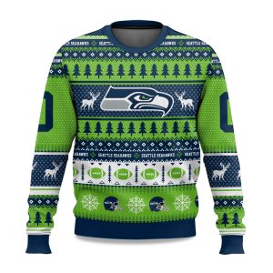 2025 Christmas Seahawks Personalized Ugly Sweater 1