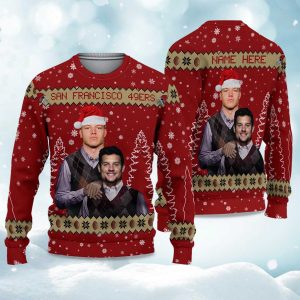 2025 49ers Bosa x Christian McCaffrey Football Christmas Ugly Sweater 1