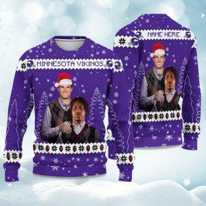 2025 Vikings Justin Jefferson x Kirk Cousins Football Christmas Ugly Sweater 1