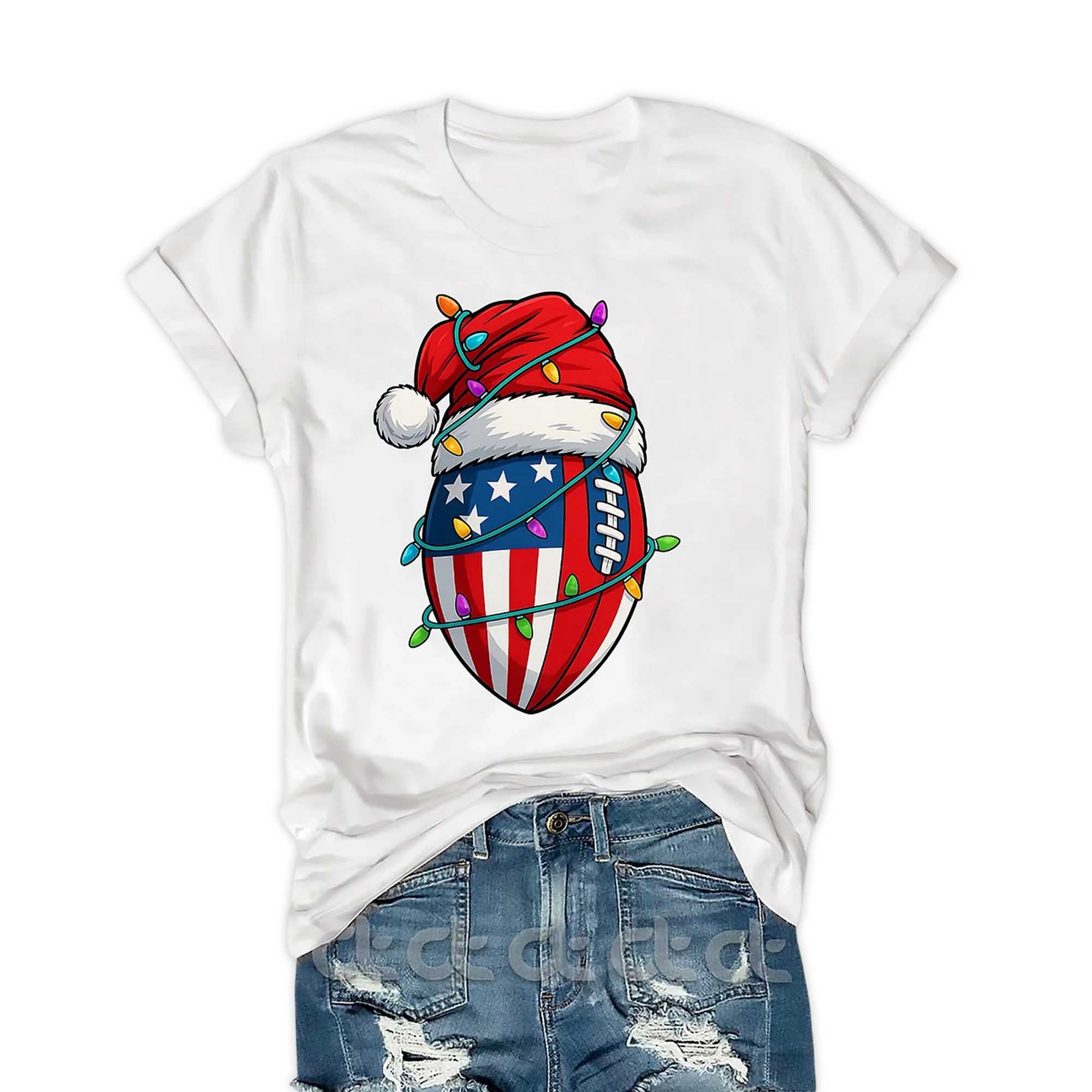 American Flag Football Christmas T-Shirt American Flag Football Christmas T-Shirt