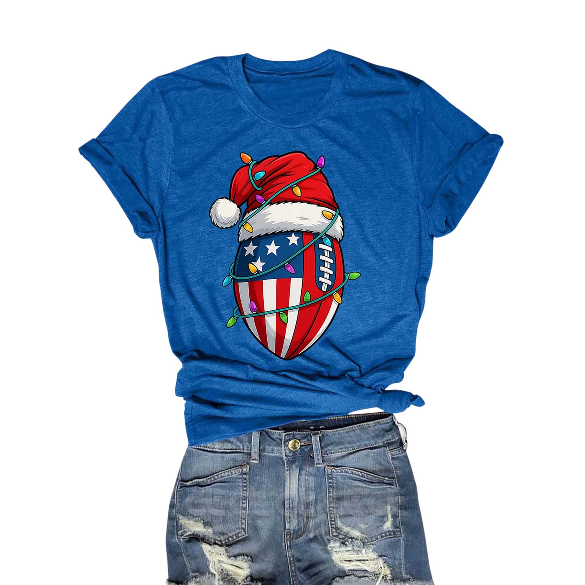 American Flag Football Christmas T-Shirt 2 American Flag Football Christmas T Shirt