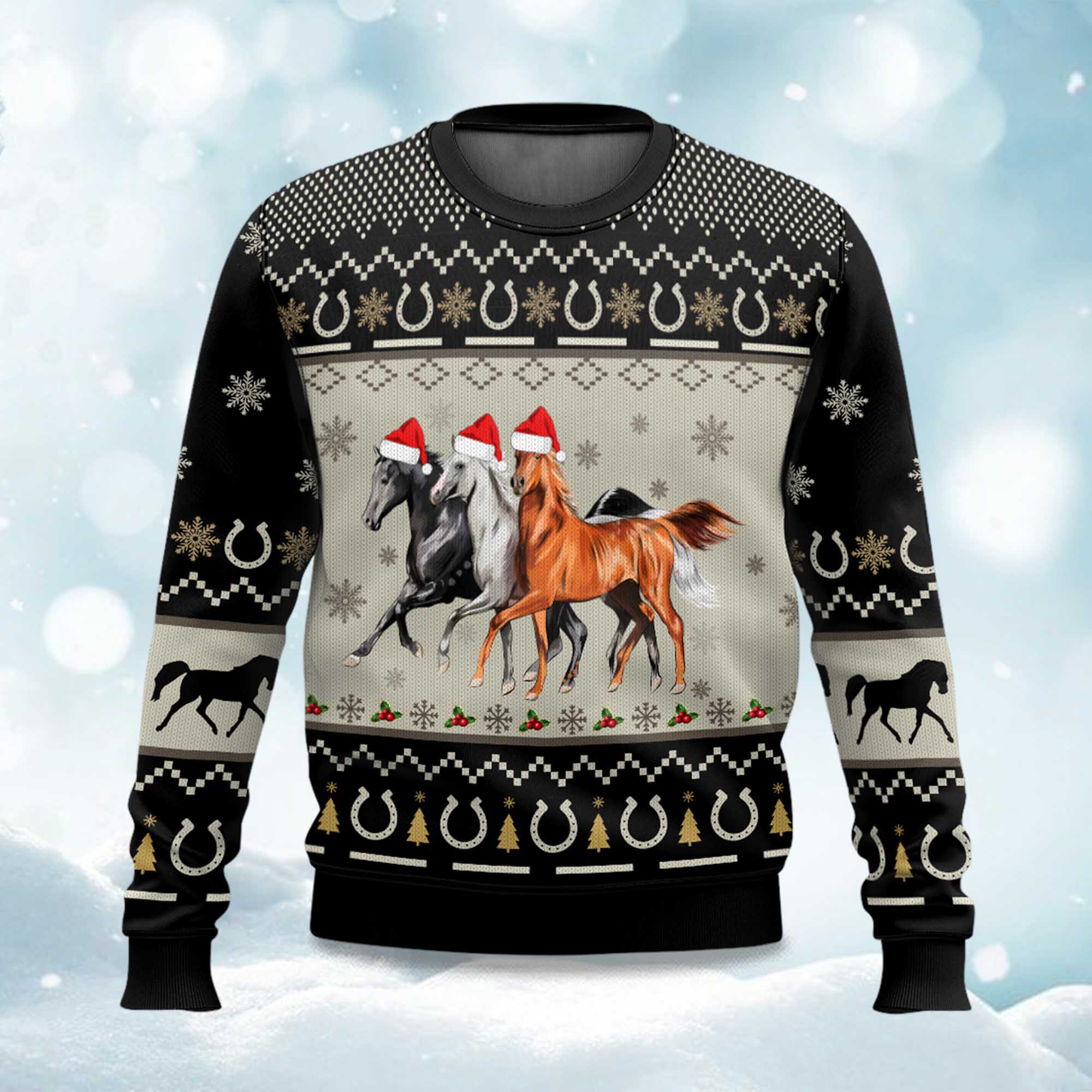 Christmas Horses Ugly Christmas Sweater Christmas Horses Ugly Christmas Sweater