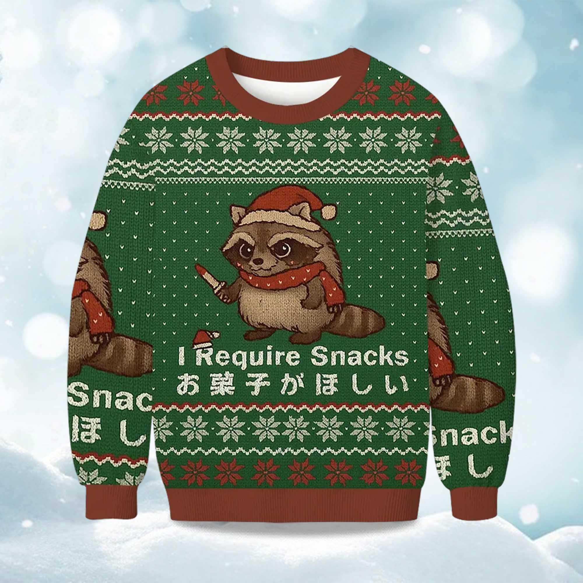 Christmas Raccoons Need Snacks Funny Ugly Sweater Christmas Raccoons Need Snacks Funny Ugly Sweater