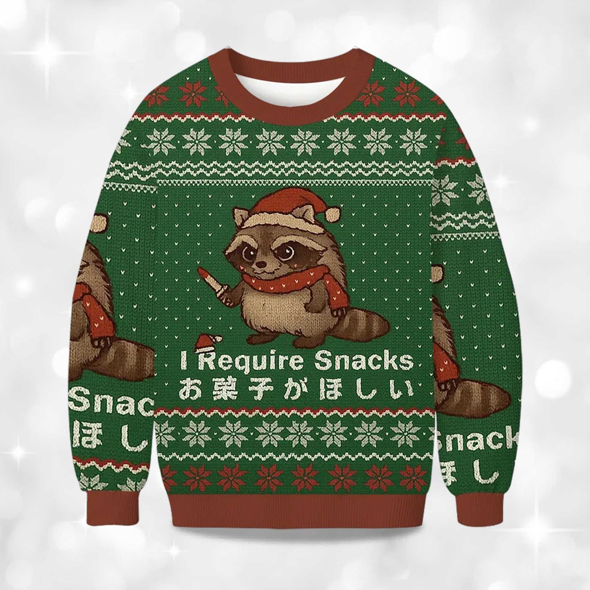 Christmas Raccoons Need Snacks Funny Ugly Sweater 2 Christmas Raccoons Need Snacks Funny Ugly Sweater 2