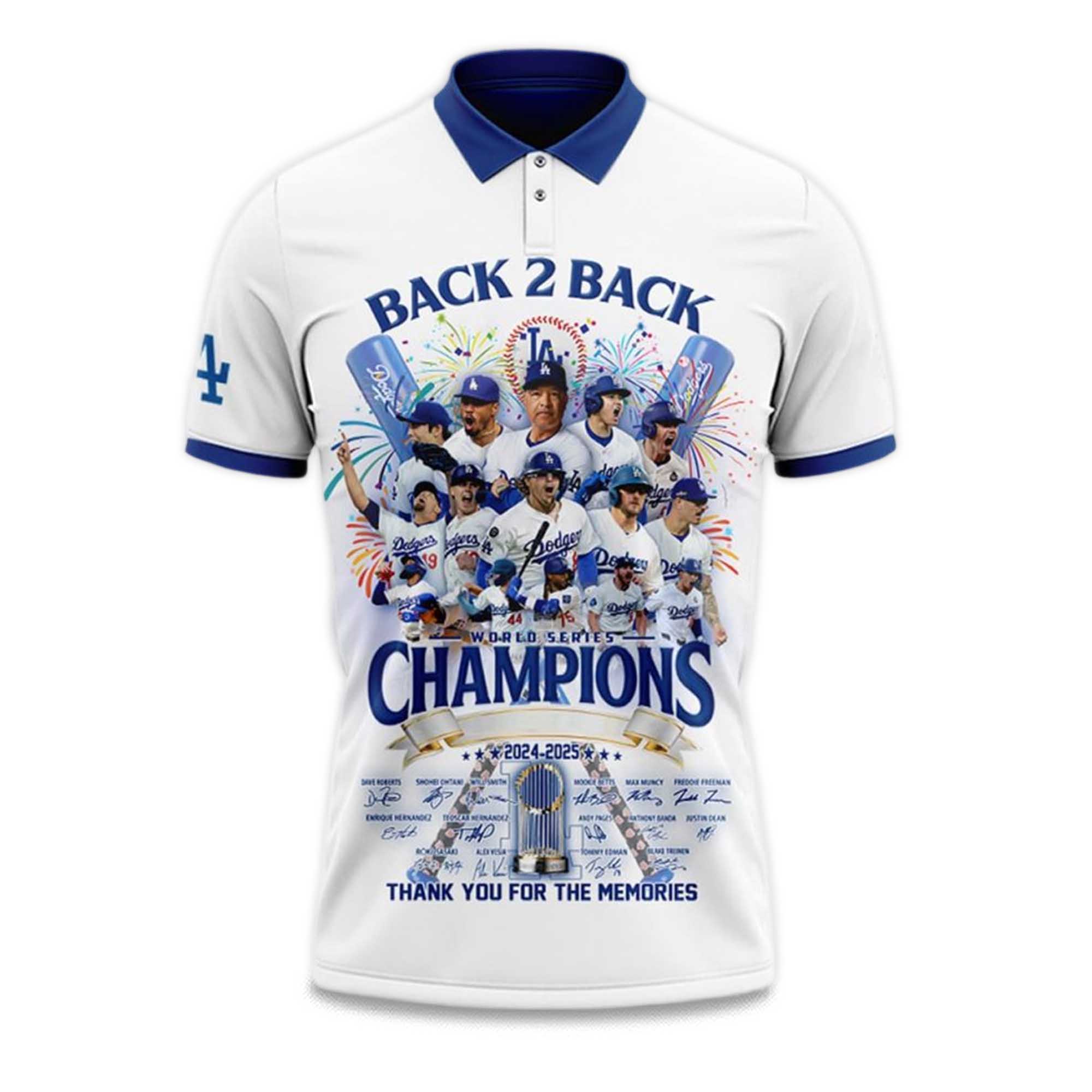 Dodgers Back 2 Back World Series Champions 2025 Polo Shirt Dodgers Back 2 Back World Series Champions 2025 Polo Shirt