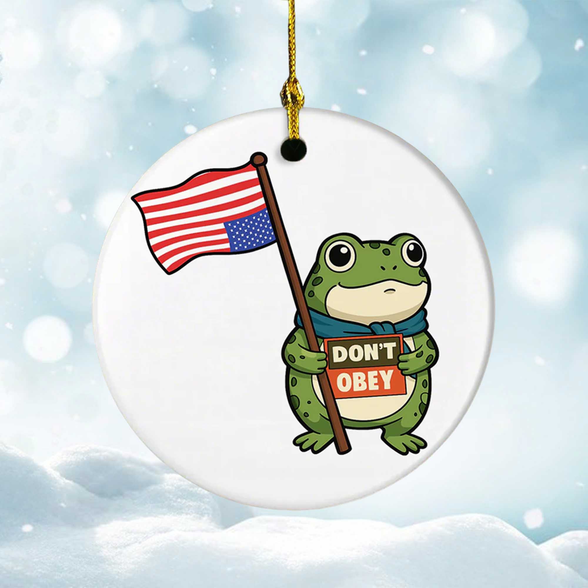 Don't Obey Portland Frog Printed Ornament Don't Obey Portland Frog Printed Ornament