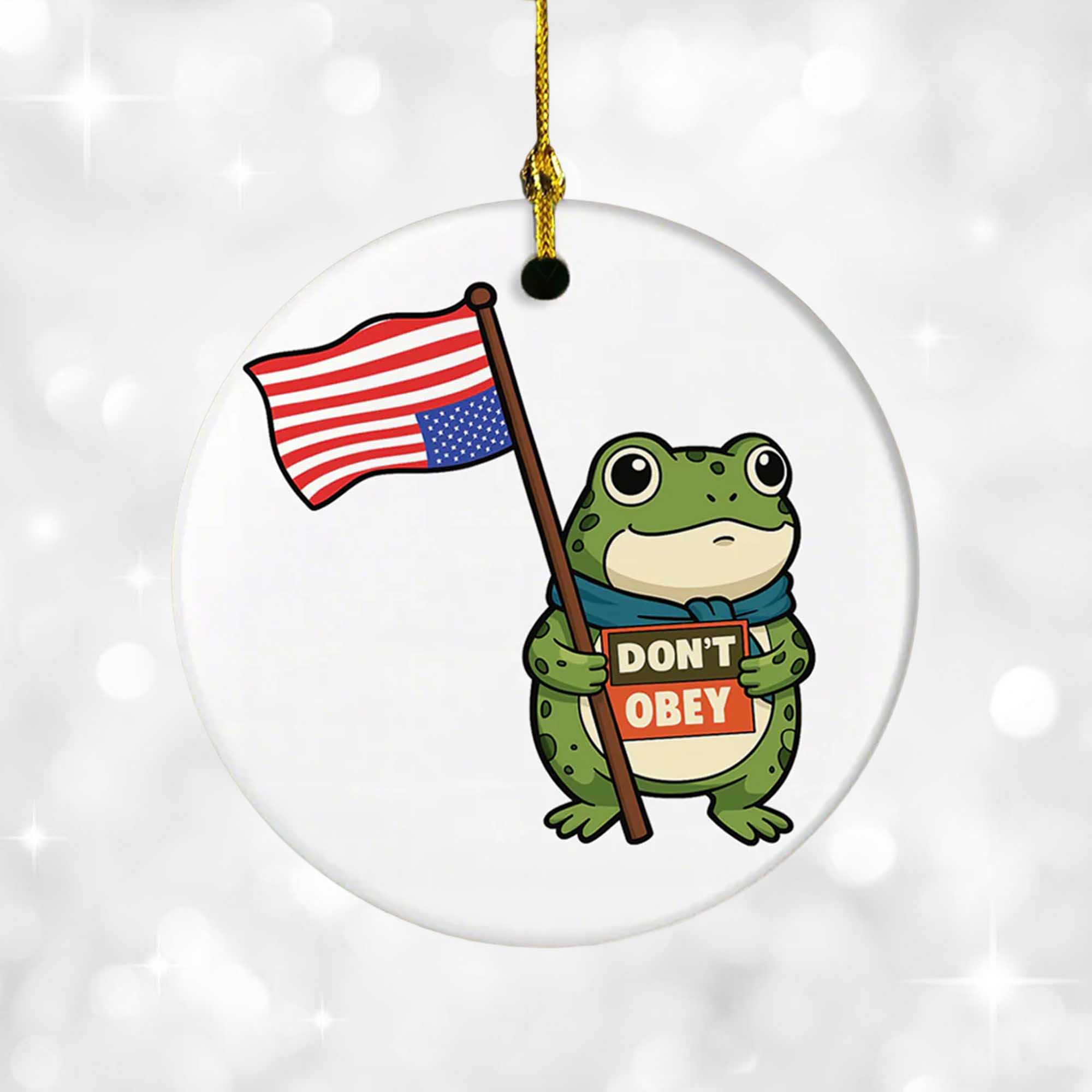 Don't Obey Portland Frog Printed Ornament 2 Dont Obey Portland Frog Printed Ornament 2