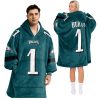 Eagles Jalen Hurts 1 Football Blanket Hoodie 4