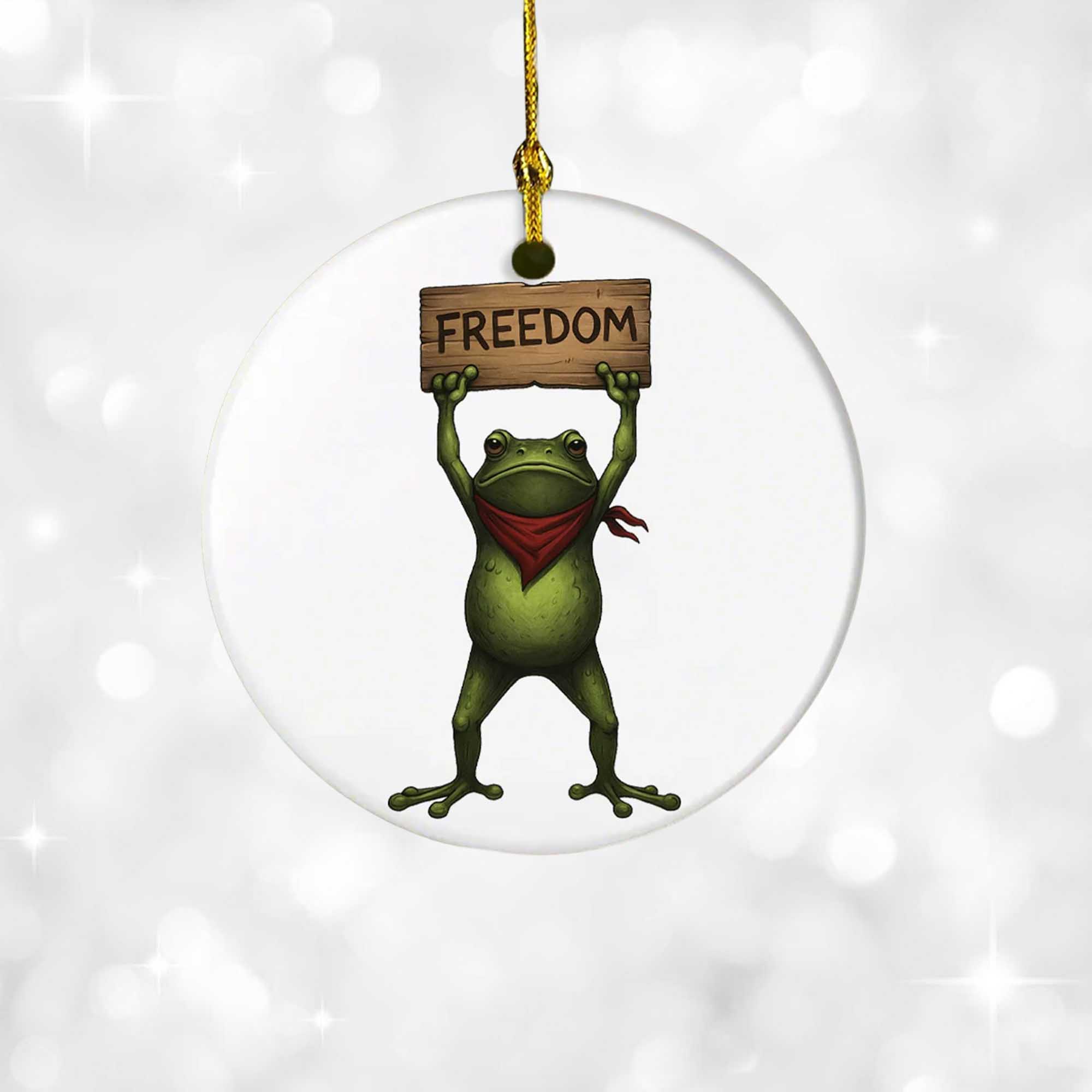 Freedom Portland Frog Christmas Printed Ornament 2 Freedom Portland Frog Christmas Printed Ornament