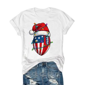 American Flag Football Christmas T Shirt