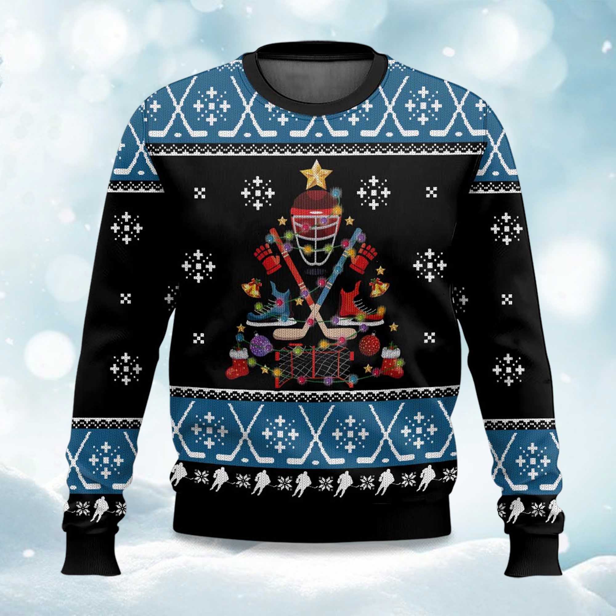 Happy Hockeyday Ugly Christmas Sweater Happy Hockeyday Ugly Christmas Sweater