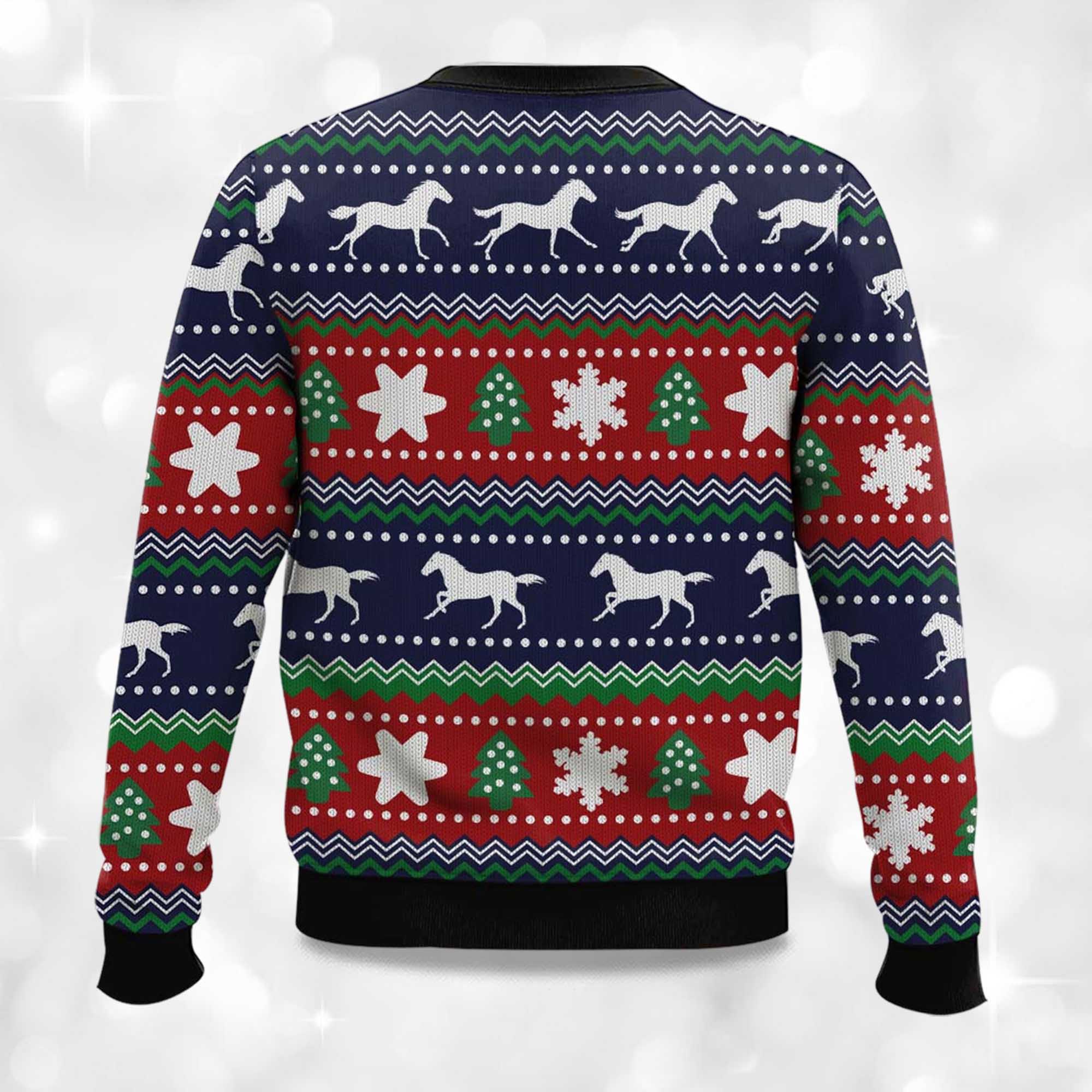 Horses Pattern Ugly Christmas Sweater 2 Horses Pattern Ugly Christmas Sweater 2
