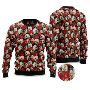 2025 Floral Skull Ugly Christmas Sweater
