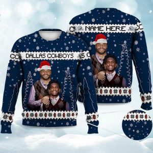 2025 Cowboys Dak Prescott x CeeDee Lamb Football Christmas Ugly Sweater 1