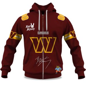 Personalized CommandersBad Bunny Bowl LX 2025 2026 Zipper Hoodie