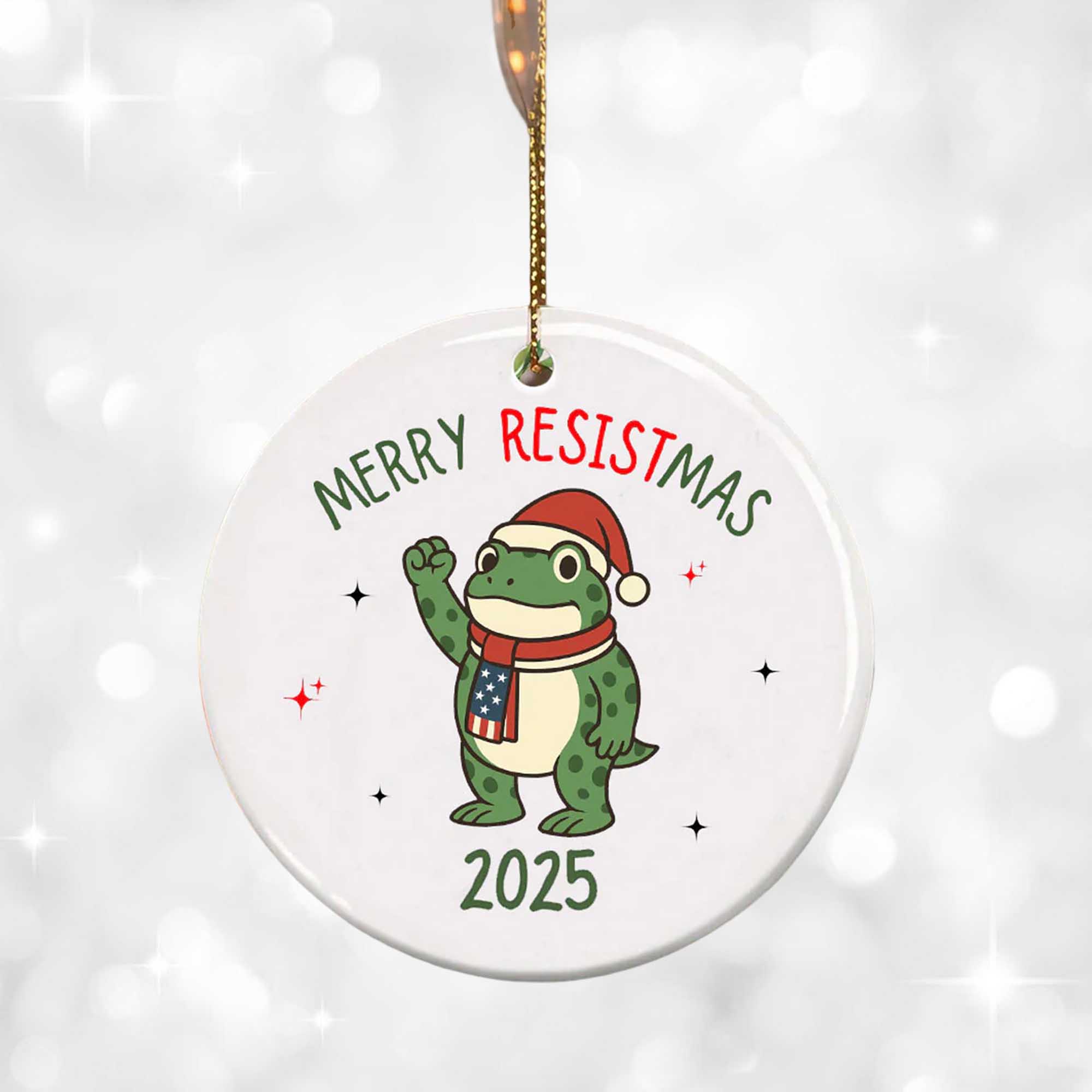 Merry Resistmas 2025 Christmas Tree Ornament 2 Merry Resistmas 2025 Christmas Tree Ornament