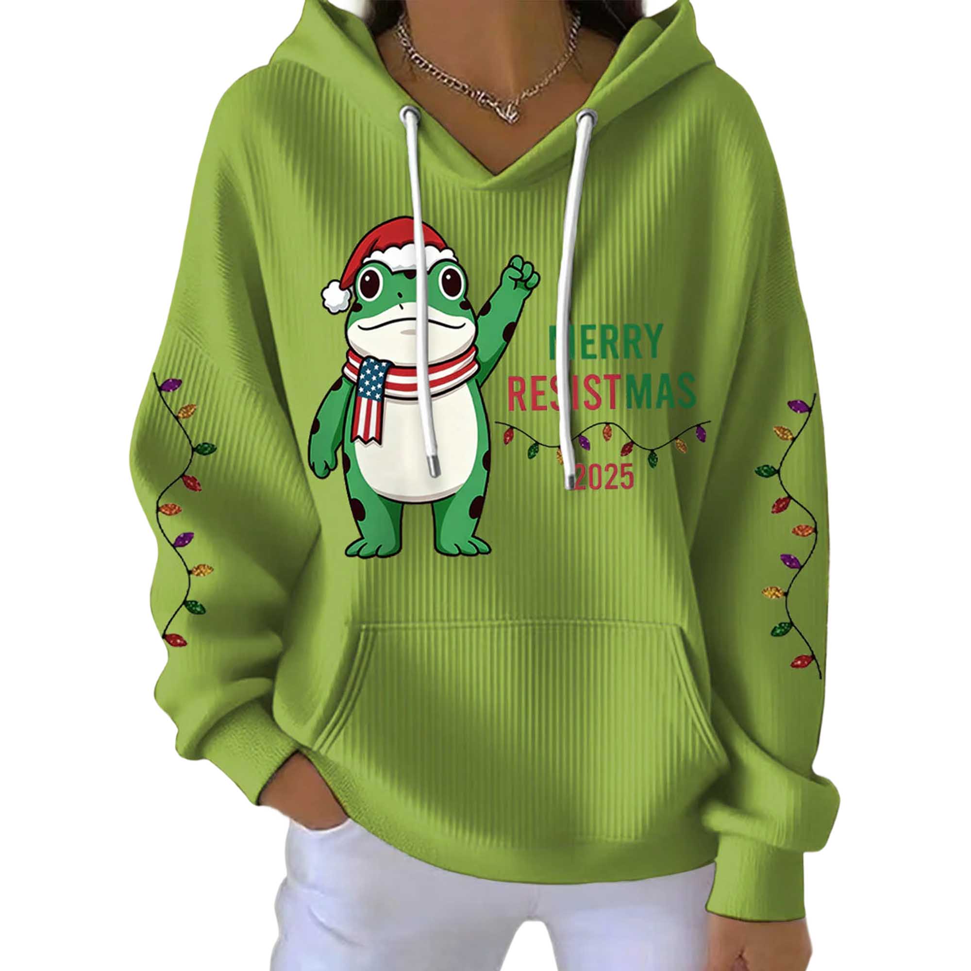Merry Resistmas Portland Frog 2025 Printed Hoodie 2 Merry Resistmas Portland Frog 2025 Printed Hoodie