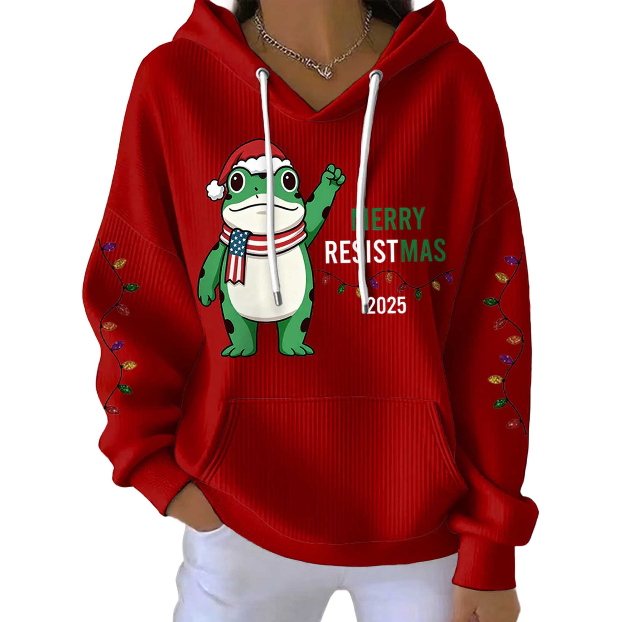 Merry Resistmas Portland Frog 2025 Printed Hoodie 4 Merry Resistmas Portland Frog 2025 Printed Hoodie