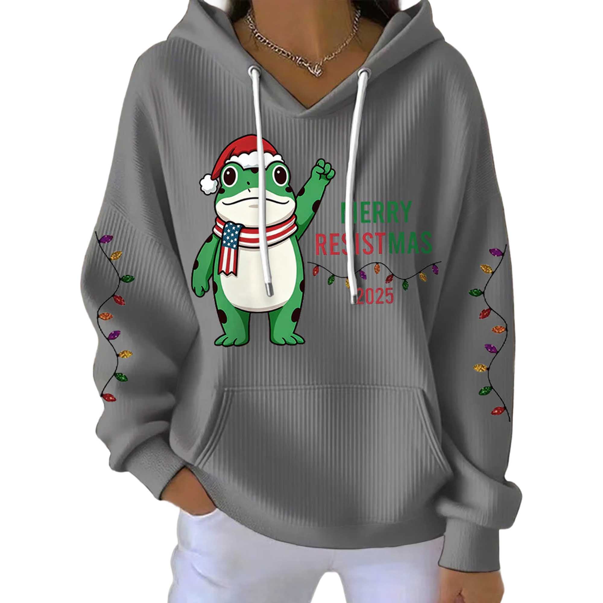 Merry Resistmas Portland Frog 2025 Printed Hoodie 5 Merry Resistmas Portland Frog 2025 Printed Hoodie