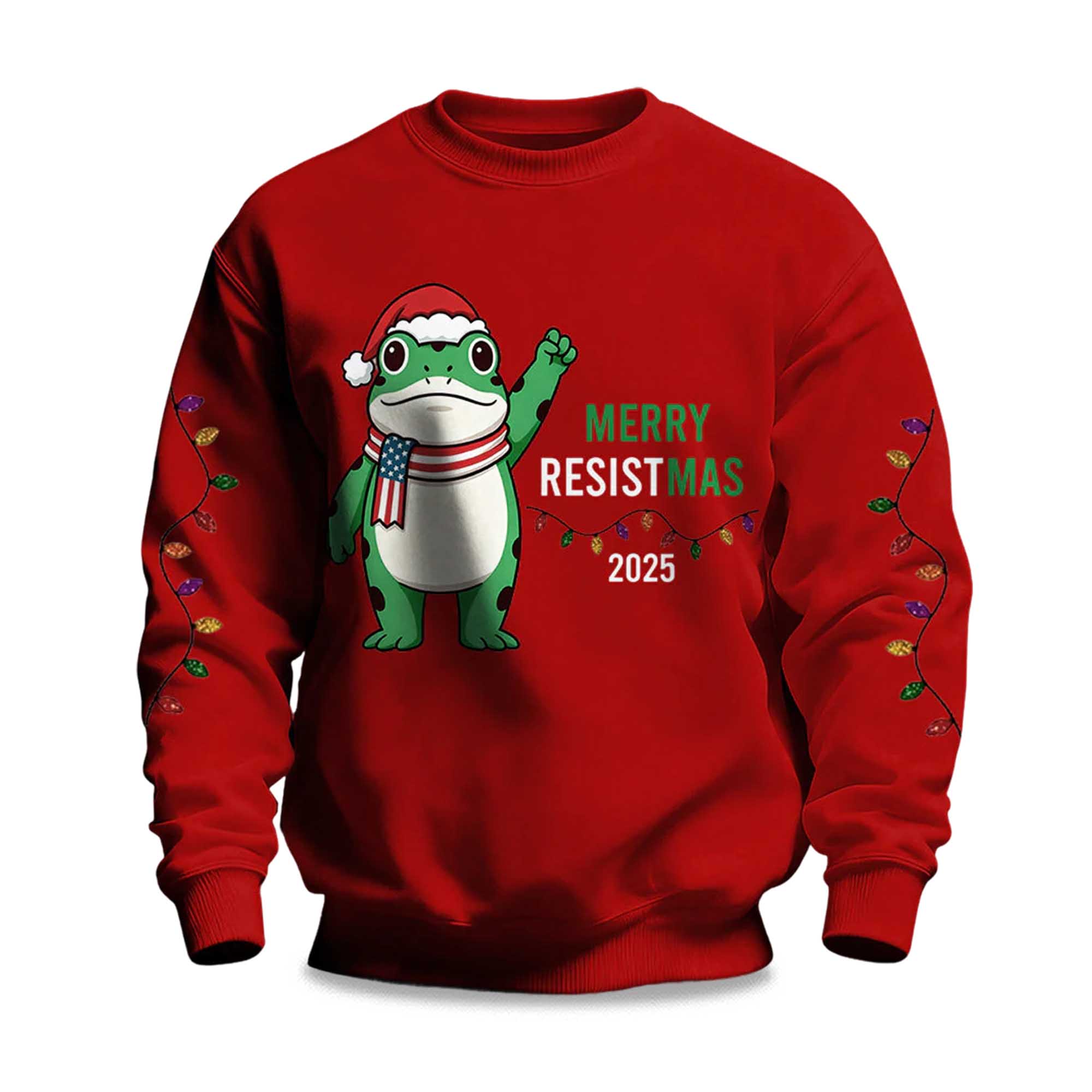 Merry Resistmas Portland Frog 2025 Printed Sweatshirt 5 Merry Resistmas Portland Frog 2025 Printed Sweatshirt