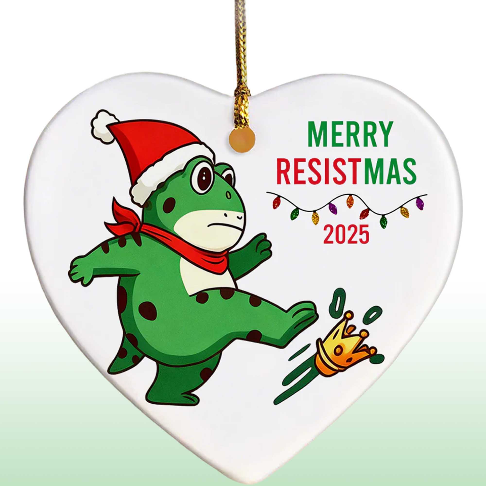 Merry Resistmas Portland Frog No King Ornament 2 Merry Resistmas Portland Frog No King Ornament