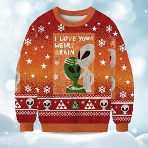 2025 Aliens I Love Your Weird Brain Christmas Ugly Sweater 1