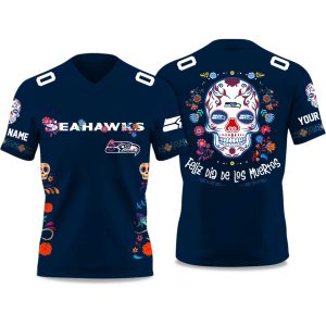 Seahawks Día de Muertos 2025 V neck Short Sleeve Jersey