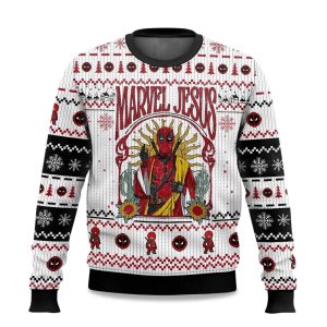 2025 Marvel Jesus Deadpool Ugly Sweater Christmas 1