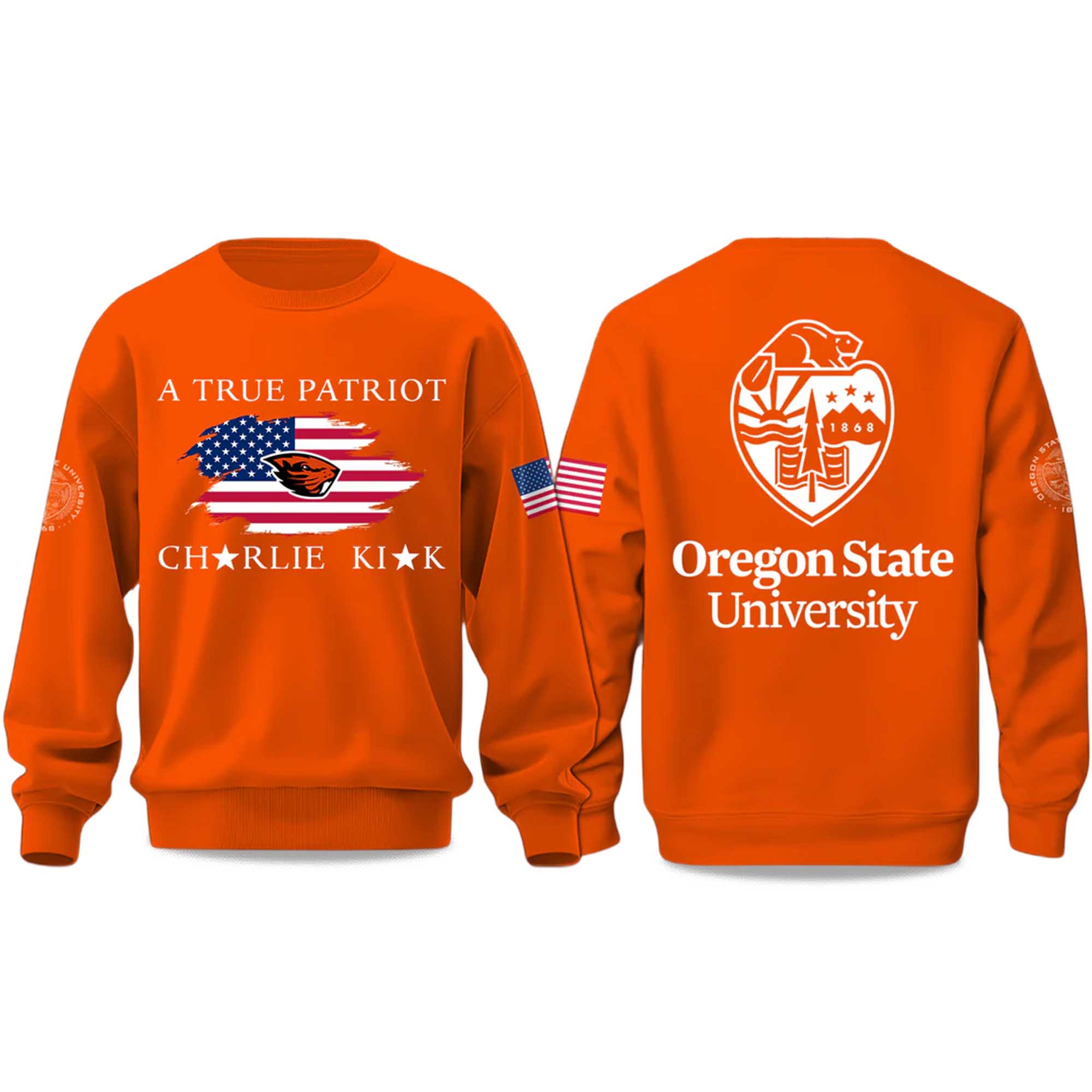 Oregon State University A True Patriot Charlie Kirk 2025 Sweatshirt 2 Oregon State University A True Patriot Charlie Kirk 2025 Sweatshirt
