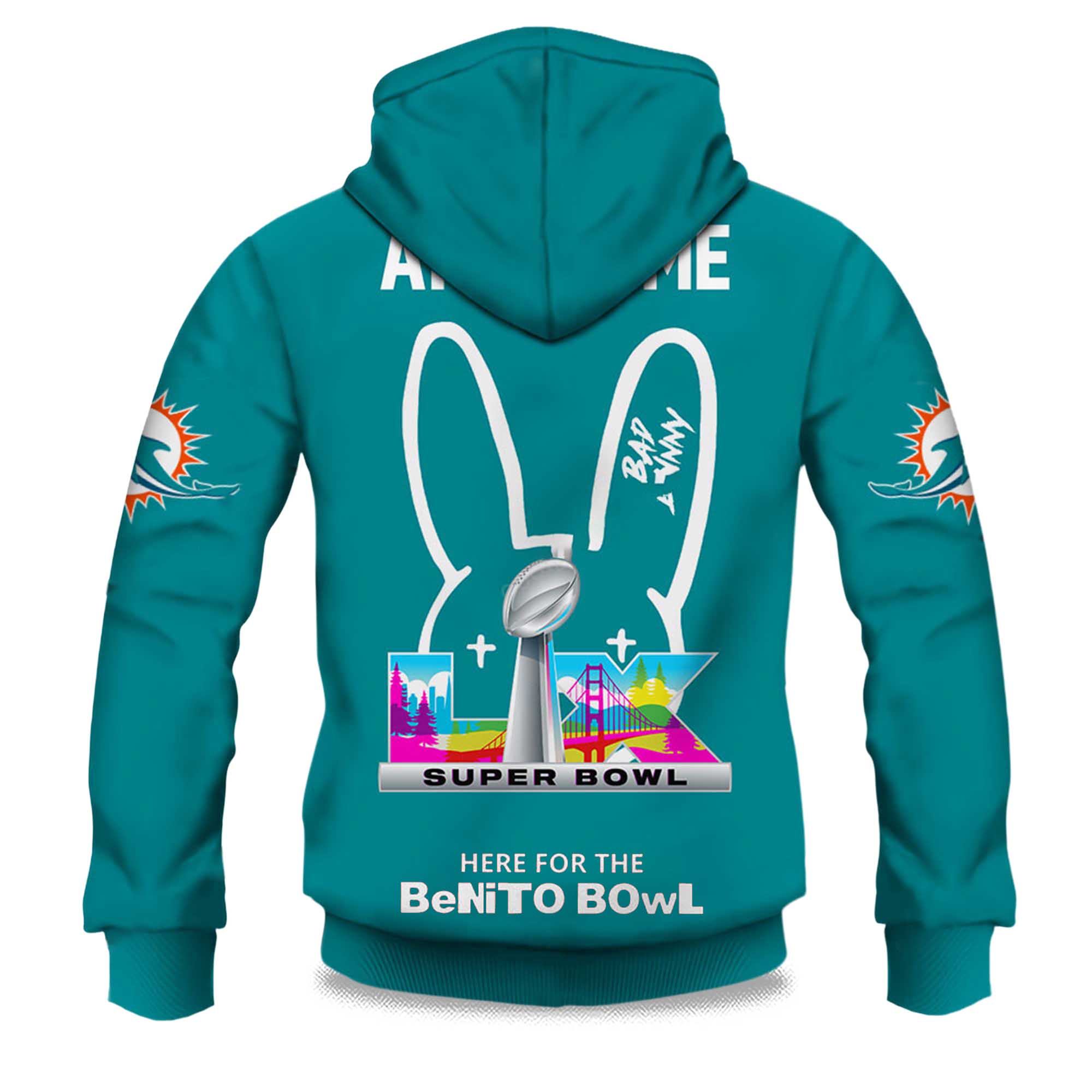 Personalized Dolphins Bad Bunny Bowl LX 2025 2026 Hoodie 2 Personalized Dolphins Bad Bunny Bowl LX 2025 2026 Hoodie 2