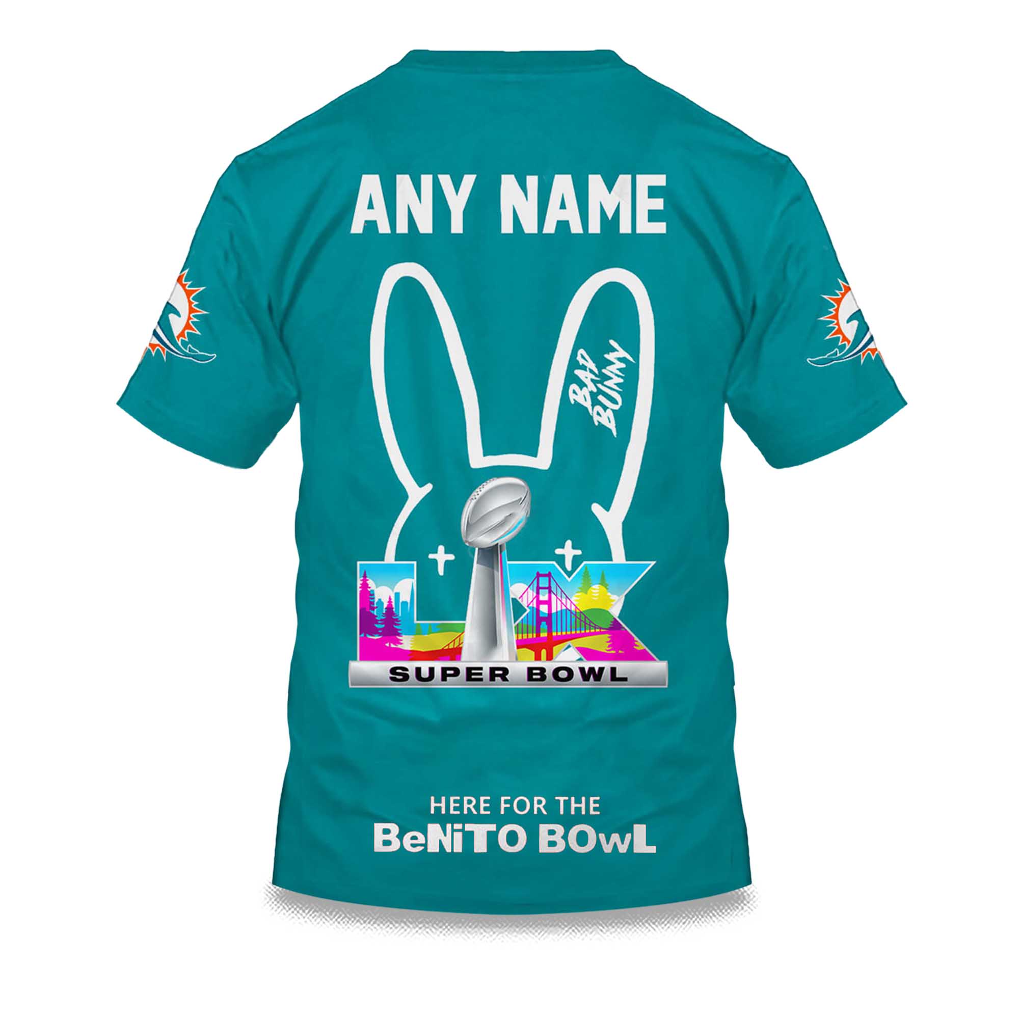 Personalized Dolphins Bad Bunny Bowl LX 2025 2026 Shirt 2 Personalized Dolphins Bad Bunny Bowl LX 2025 2026 Shirt 2