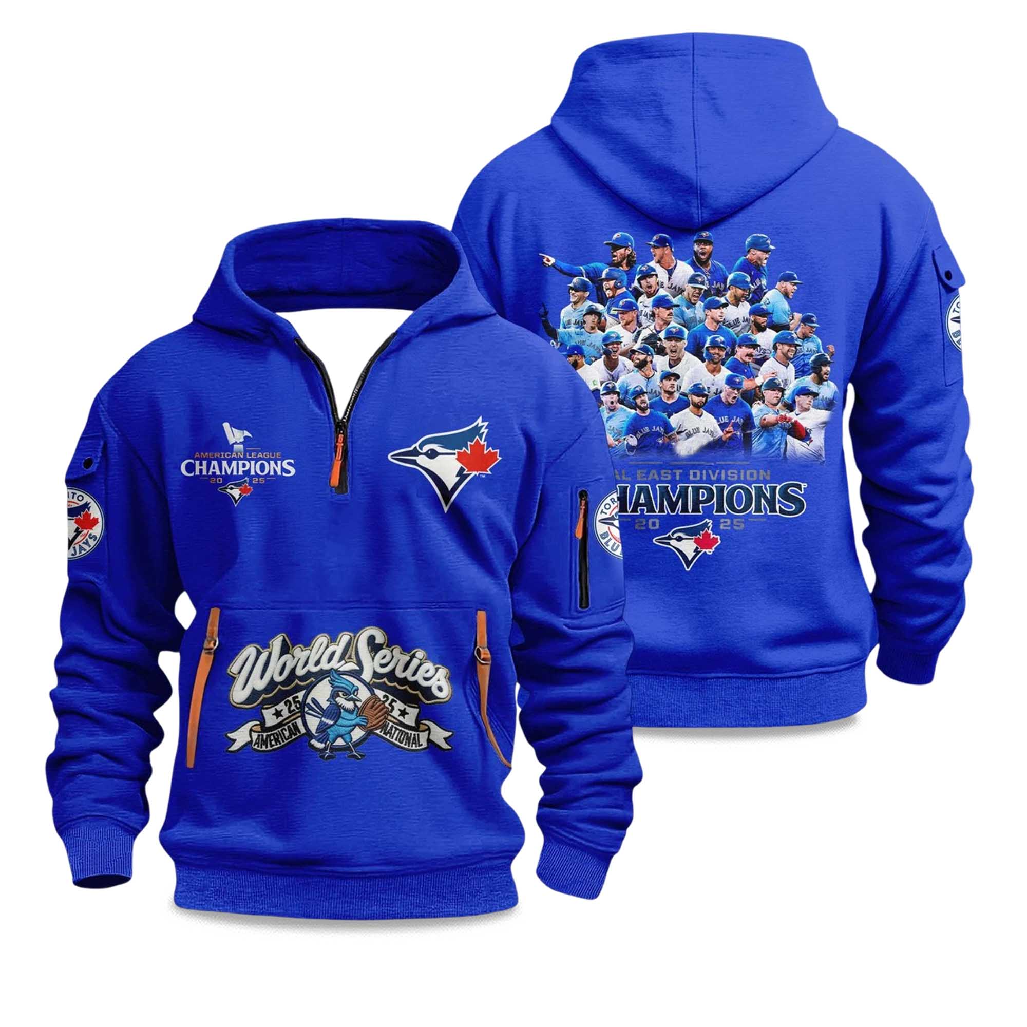 Blue Jays 2025 World Series Champions Quarter Zip Hoodie 2 Blue Jays World Series 2025 All Team Special Quarter Zip Hoodie