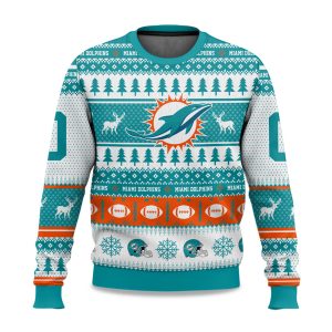 2025 Christmas Dolphins Personalized Ugly Sweater 1