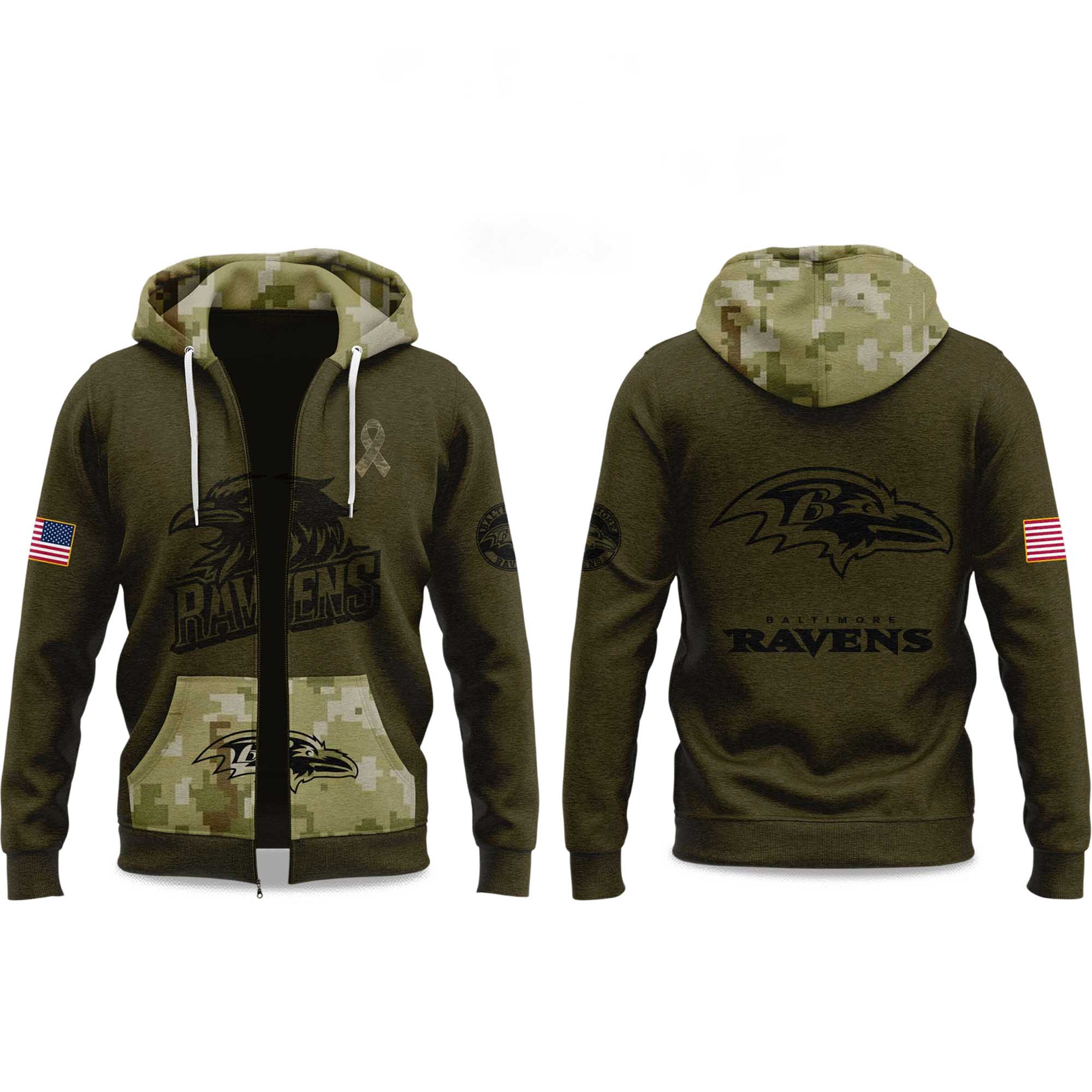 Ravens Salute to Service 2025 Zip Hoodie Ravens Salute to Service 2025 Zip Hoodie