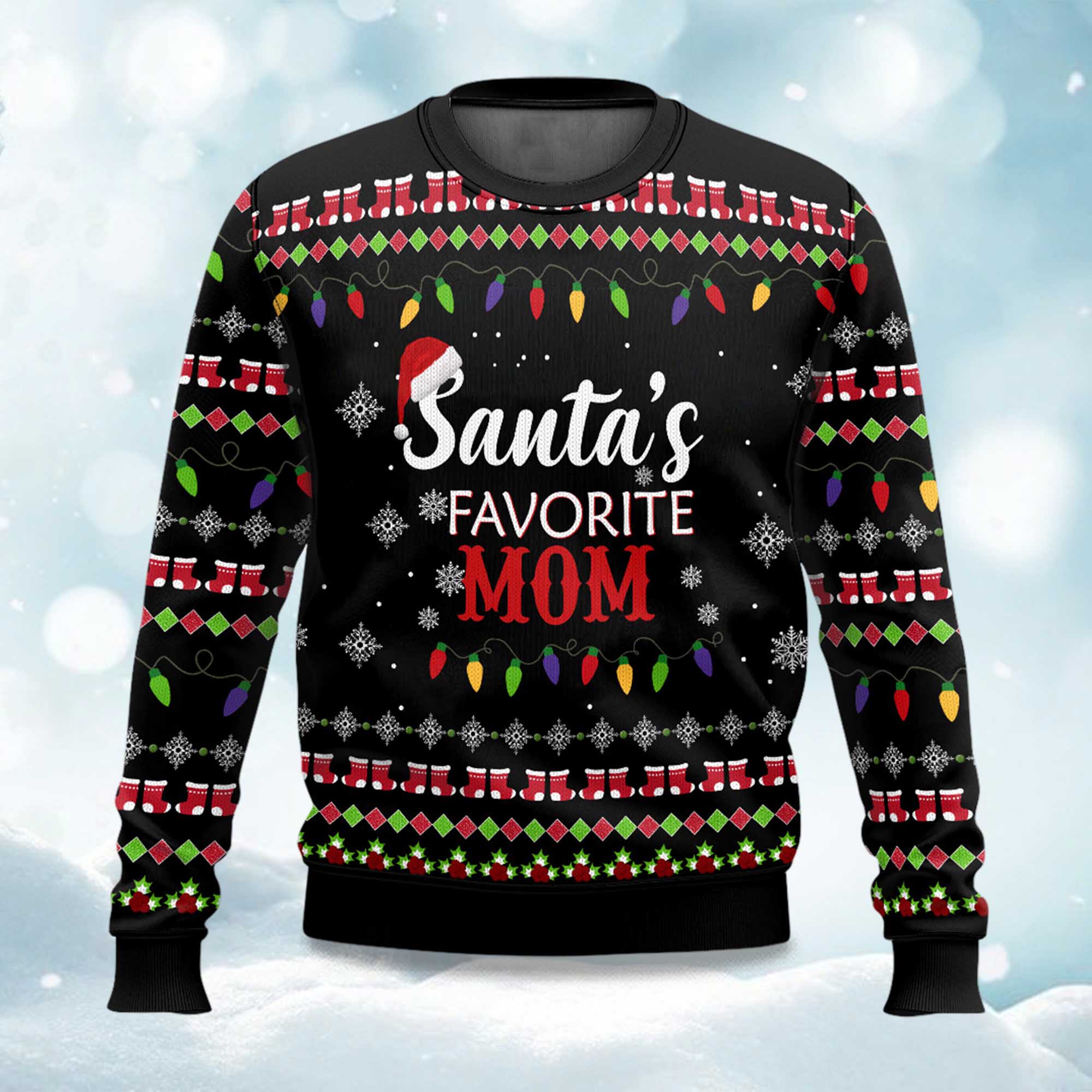 Santa’s Favorite Mom Ugly Christmas Sweater 1 Santa's Favorite Mom Ugly Christmas Sweater 1
