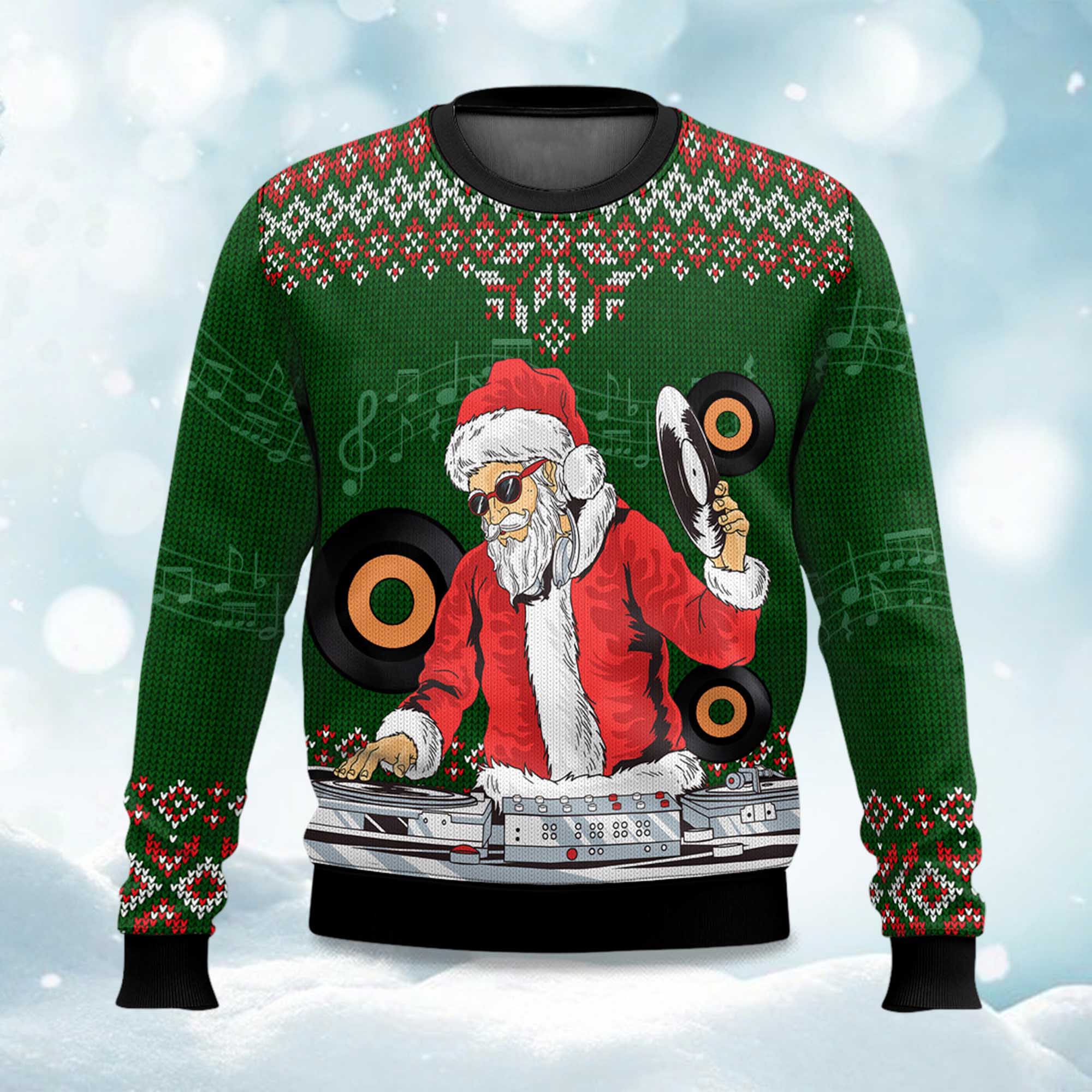Santa Claus DJ Ugly Christmas Sweater Santa Claus DJ Ugly Christmas Sweater