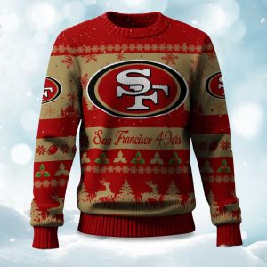 2025 Christmas 49ers Festive Reindeer Tree Ugly Sweater 1