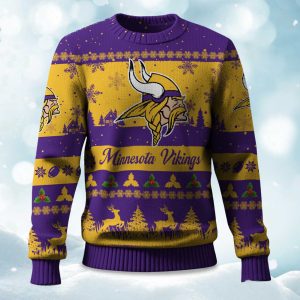 2025 Christmas Vikings Festive Reindeer Tree Ugly Sweater 1